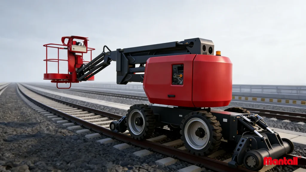 Plate-forme à flèche articulée sur rail Mantall